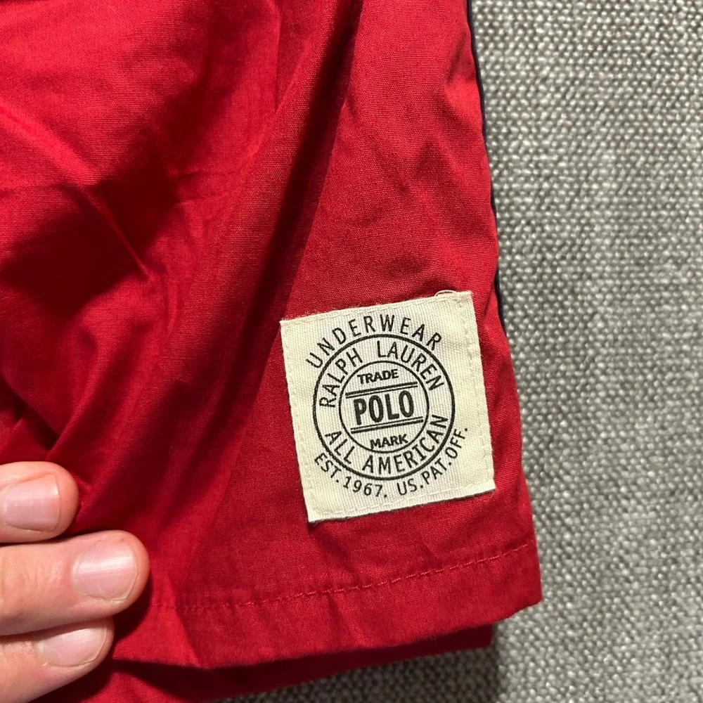VTG Polo Ralph Lauren Boxer Shorts Mens XL Red Cotton Logo Waistband Keychain